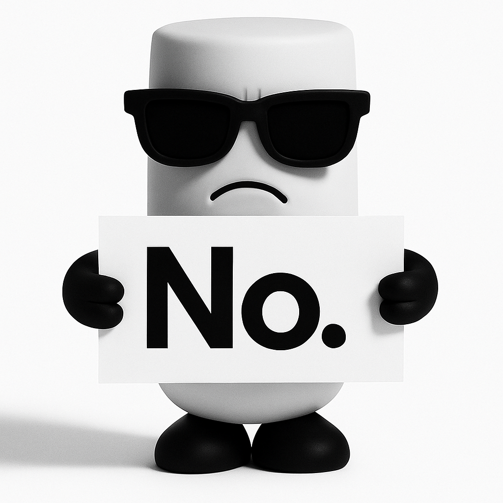 Stabby holding Yes sign
